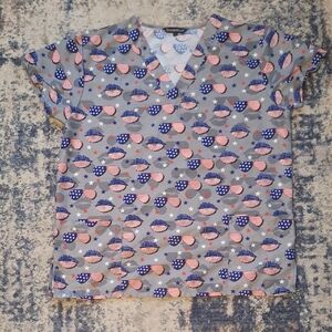 Cassandra O Patriotic Sunglasses & Lips Scrub Top Size Large